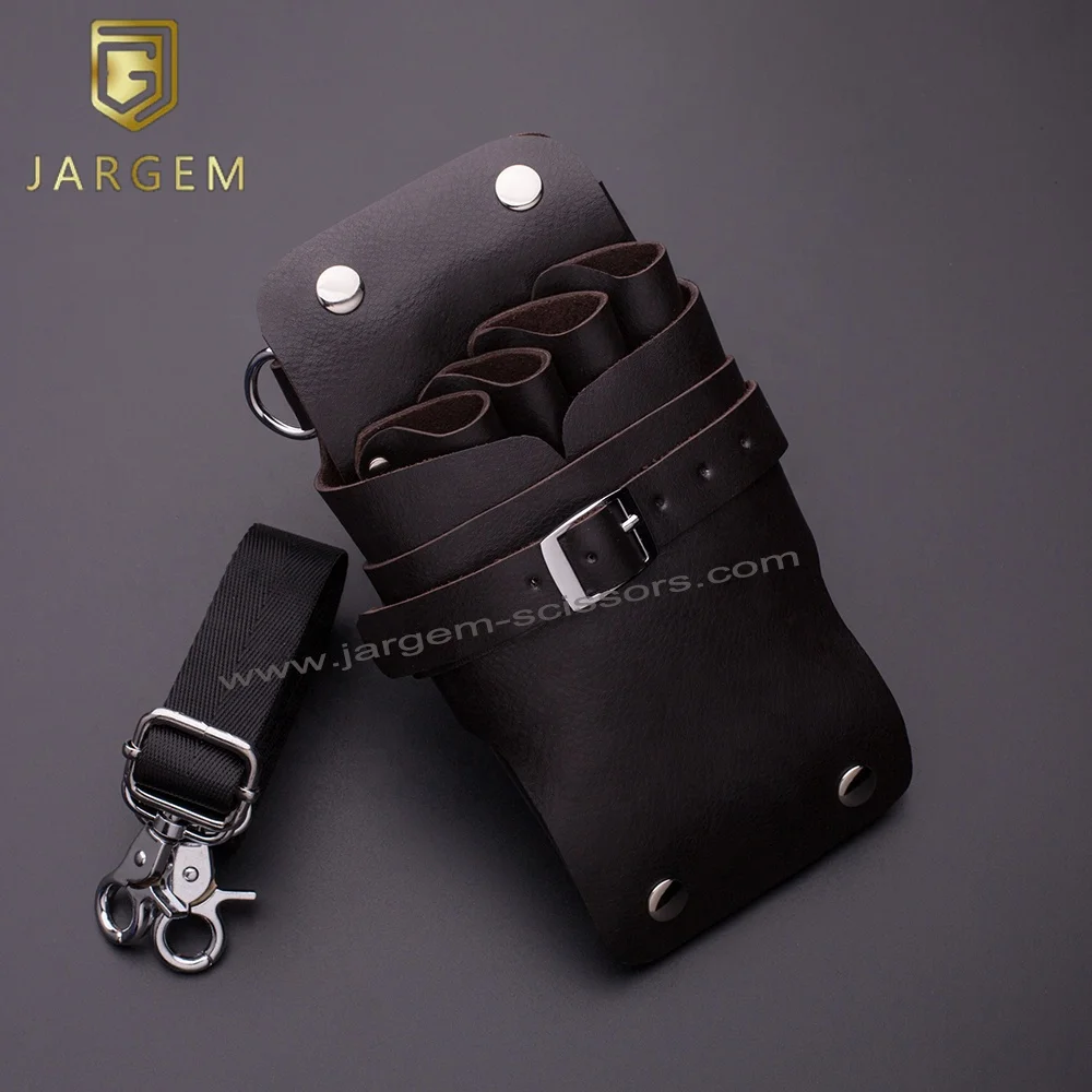 Customized Oem Hair Scissors Cases Holster Genuine Leather Pouch