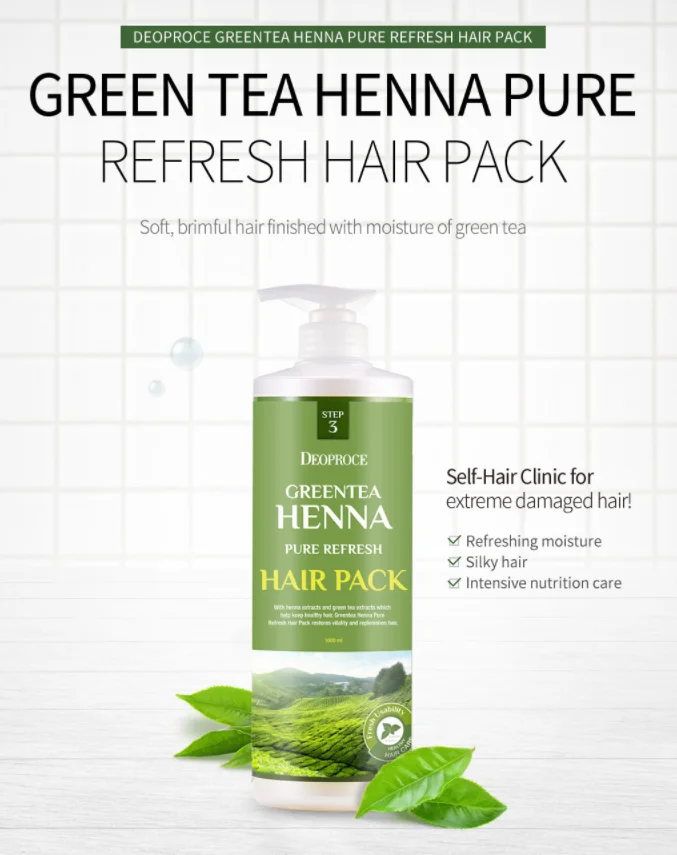 paraon] Deoproce Green Tea Henna Pure Refresh Hair Pack - Buy Refresh Hair  Pack,Green Tea Hair Pack,Korean Hair Pack Product on 