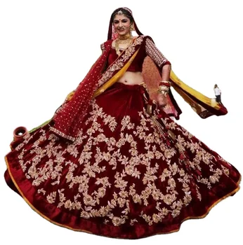 Designer Pakistan Clothing Embroidery Work Maroon Lehenga Choli Bridal Wedding Dress Ethnic Clothing For Girls Party
