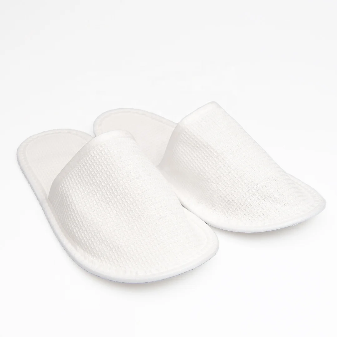 Soft & Comfy Universal Size Unisex Waffle Cotton Slippers, Disposable Hotel/Travel Type, Open/Close Toe, Leicht & Breathing