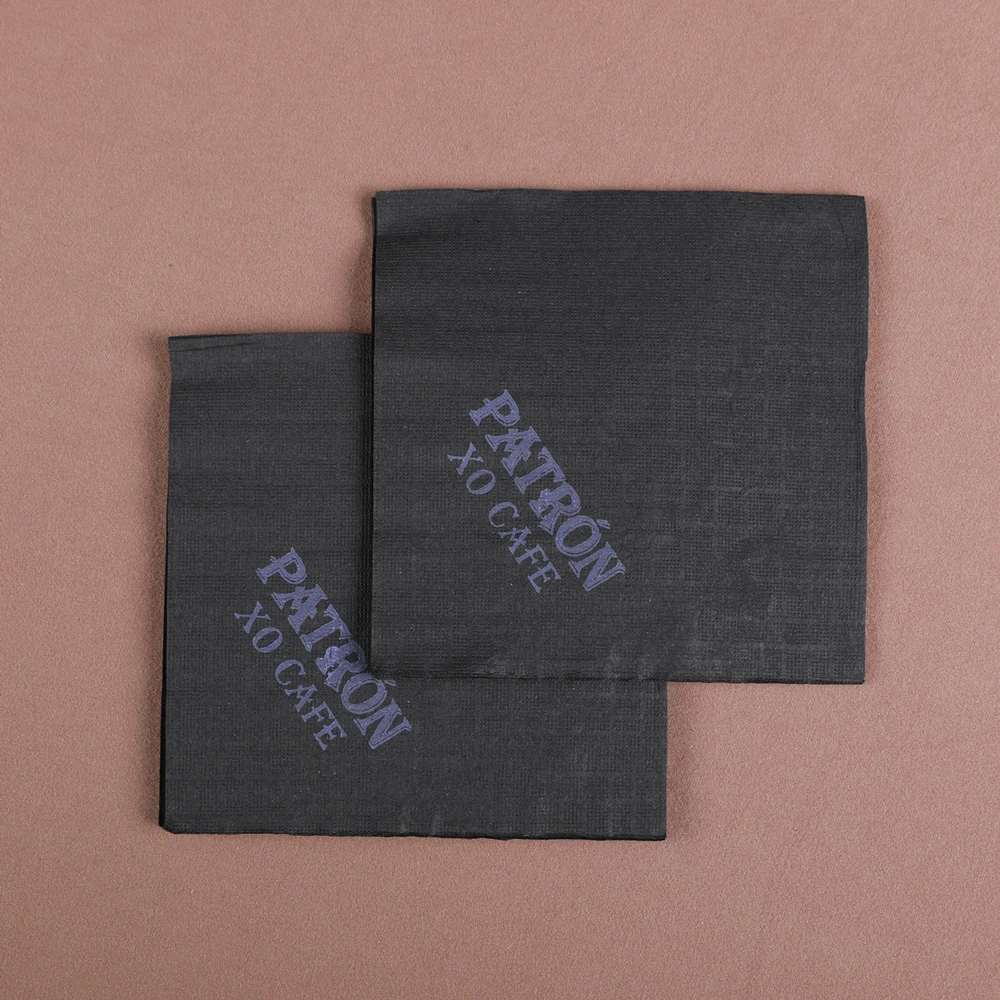 Черные салфетки с логотипом, бумажные салфетки для напитков