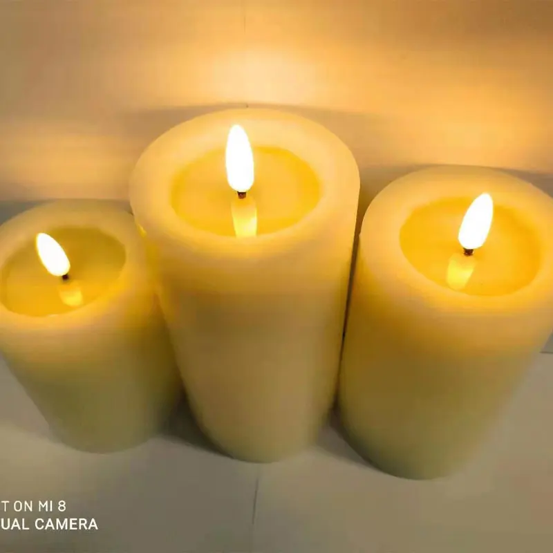 Flickering Flameless Pillar Candles With Remote Timer,Led Battery