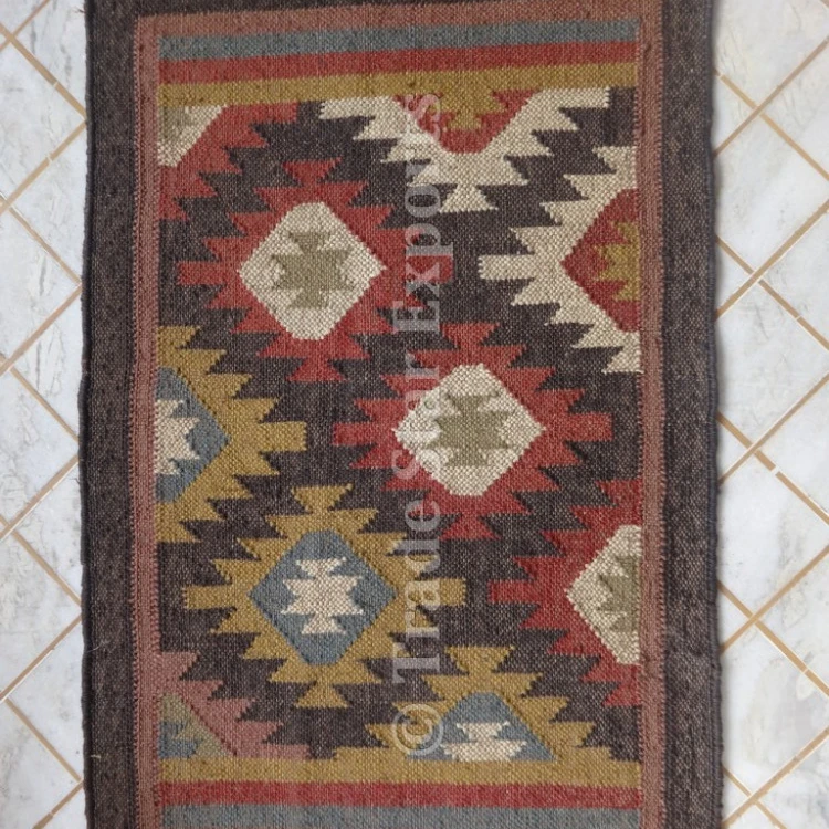 Vintage Jute Wool Mat Carpet Hand Woven Kilim Area Rug 2x3 Living Room Floor Rug 