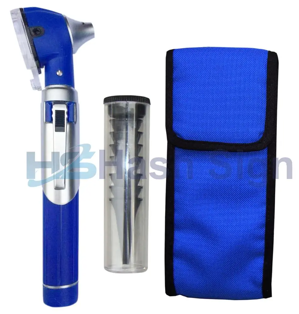 Mini Pocket Otoscope Manual Power Source Fiber Optic Medical Examination with LED for Ear Scope Examination