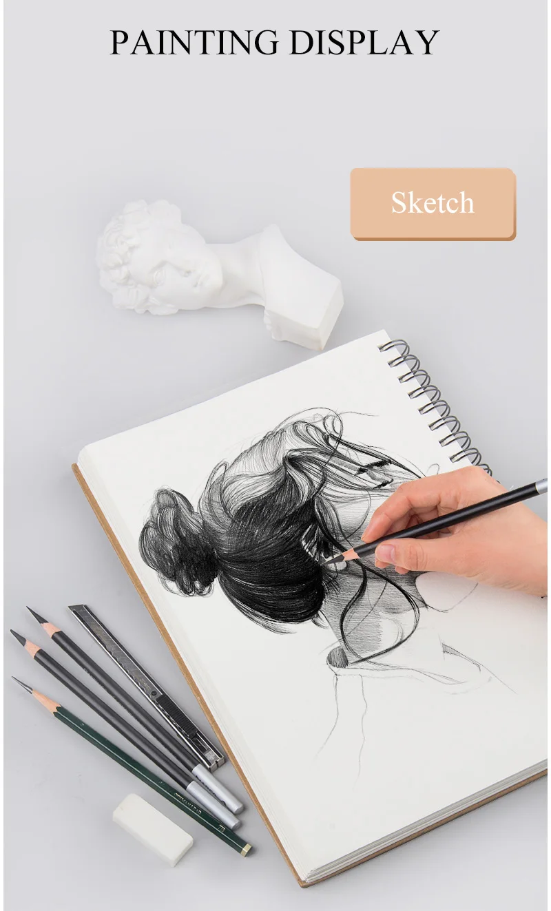 Mikailan 160g Coil Looseleaf Sketch Paper Book Sketchbook Pad For Size