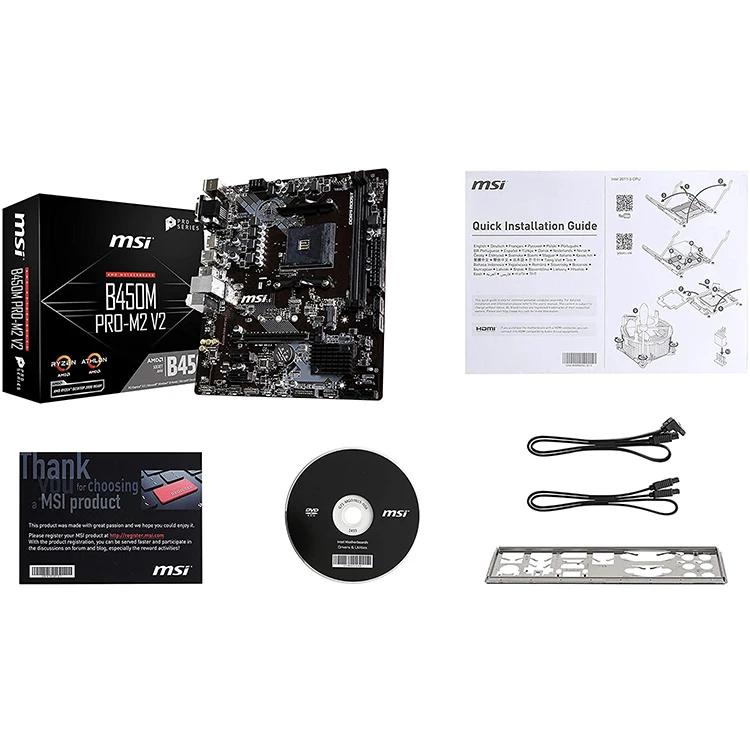 MSI ProSeries B450M PRO-M2 V2 Motherboard Gaming dengan Soket AMD AM4  Mendukung Ryzen Generasi Pertama dan 2nd Micro-atx