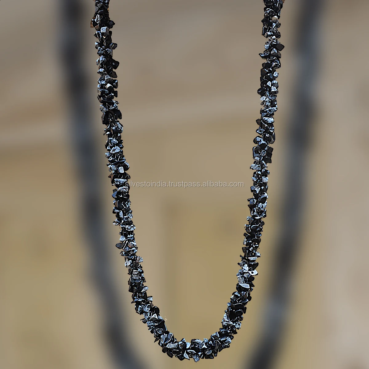 natural snowflake obsidian gemstone beaded necklace - buy gem