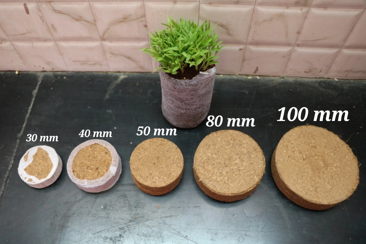 ROUND COCO PEAT DISC for SEED GERMINATION - SEED STARTER SOIL PLUGS - SEEDLINGS INDOORS - KITCHEN GARDENING