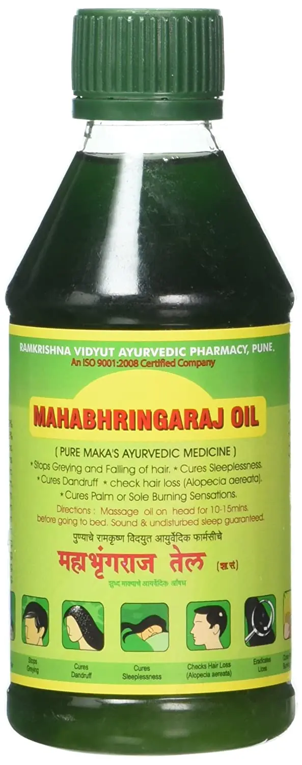 Mahabhringaraj Oil 10ml, 200ml, Improves Hair Strength Promotes Hair Growth, India Hair Growth Oil