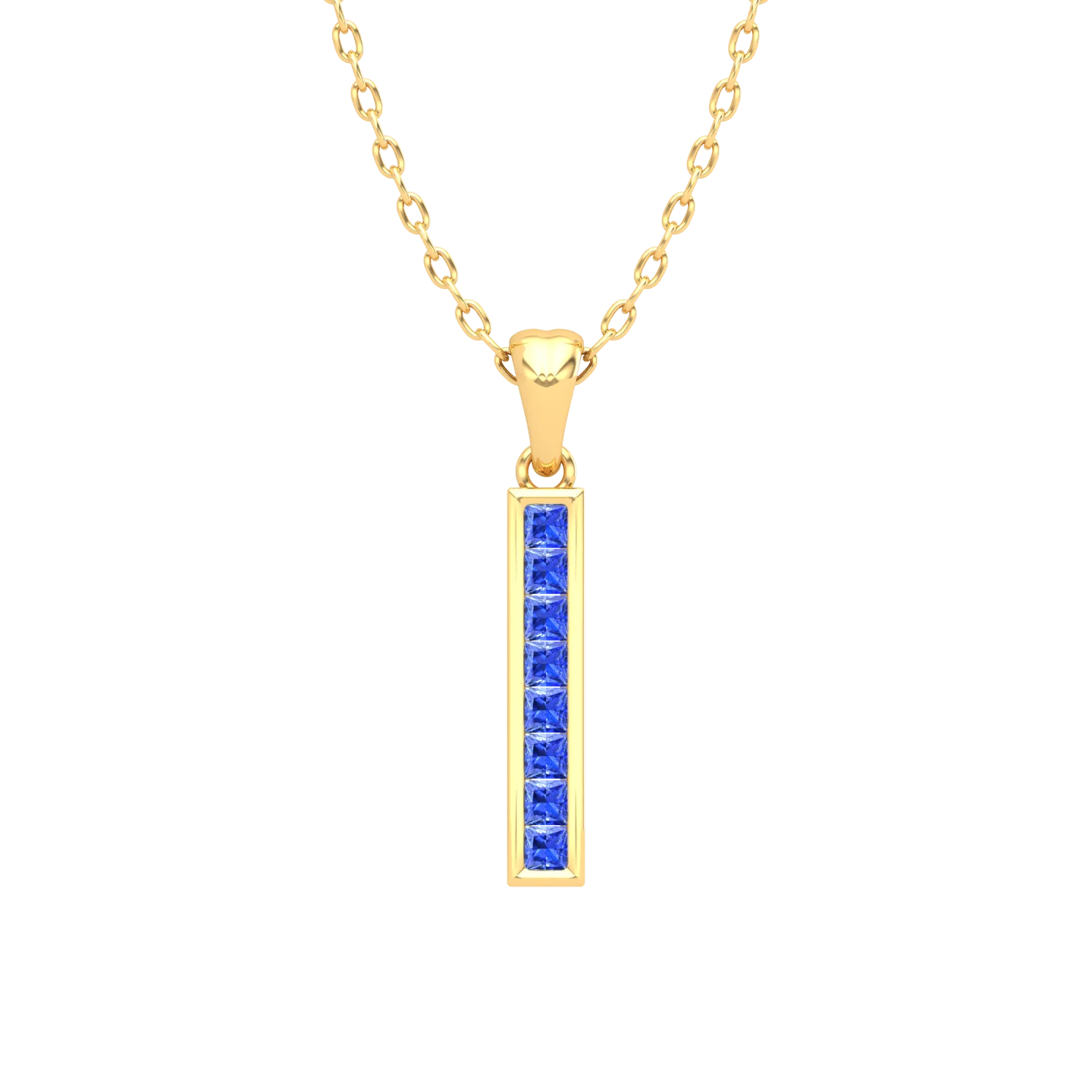 Blue Sapphire Gold Pendant Necklace 