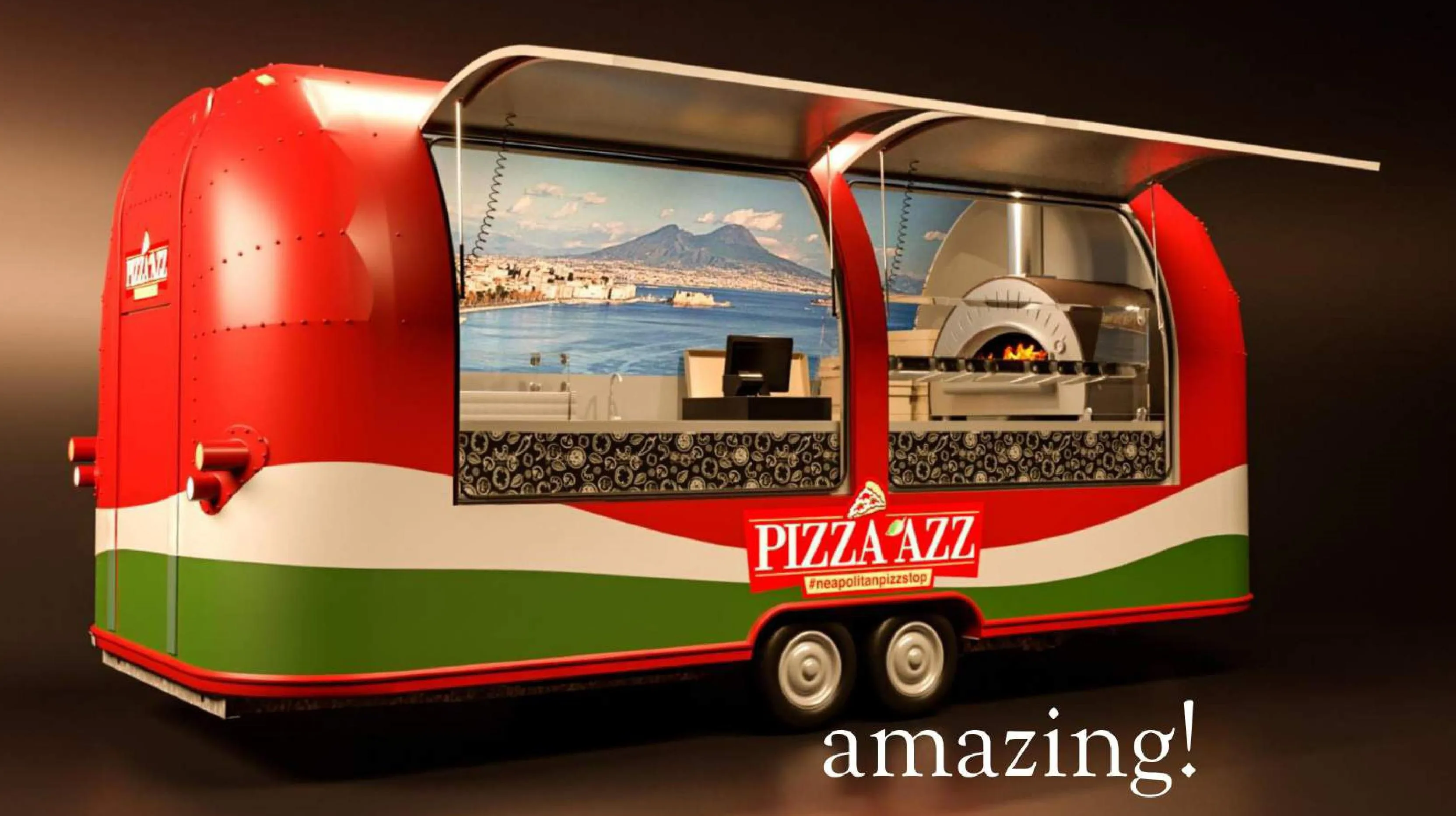 Italian Quality Gas Food Truck 3x1.70m Food Trailer Mobile For Export