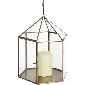 Antique Brass Hanging Glass Lantern / Modern And Stylish Danish Design Lantern