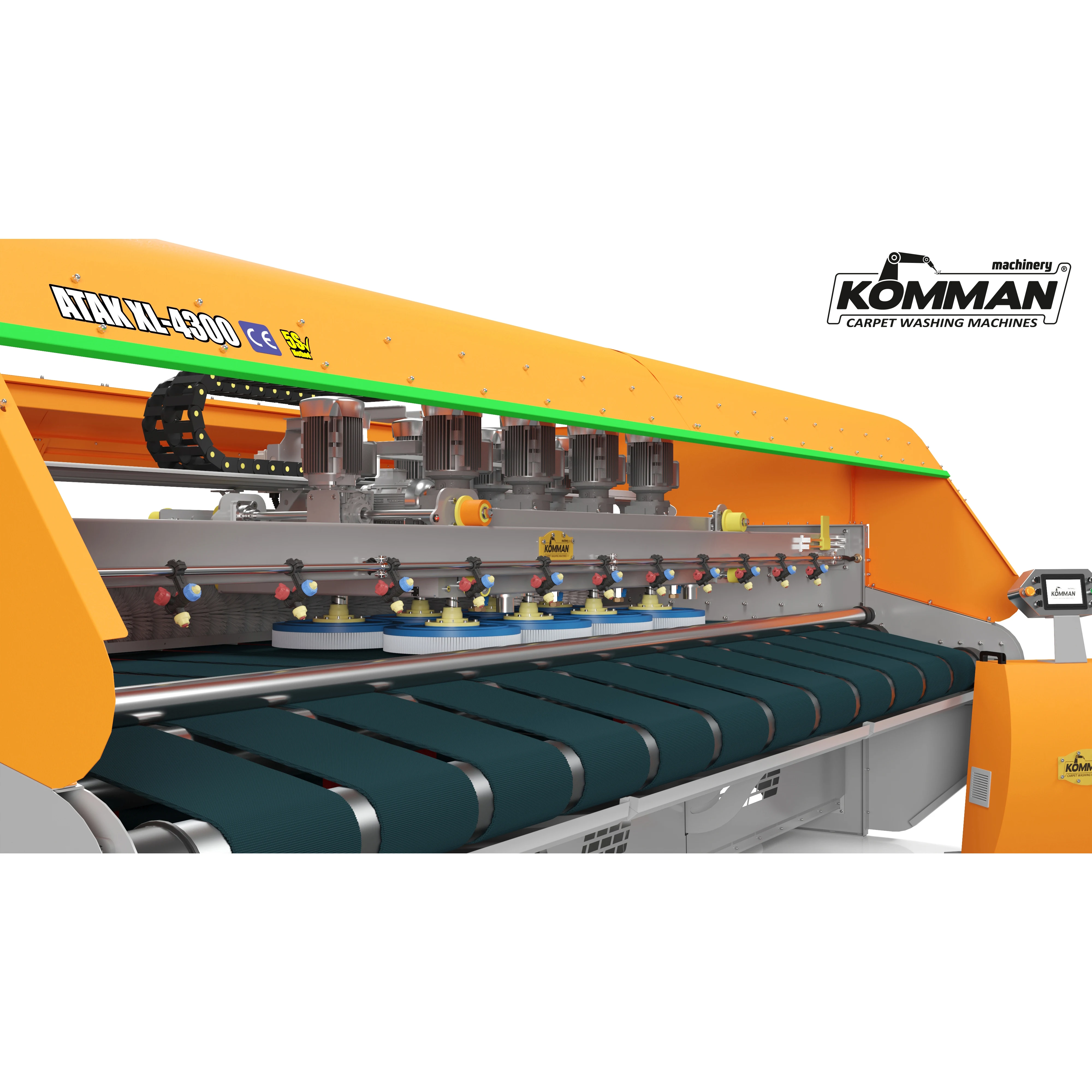 Automatic Industrial Rug Washing Machine- 4.50 Meter Conveyor Surface 12 Brushes Carpet Washer Atak Xl 4300