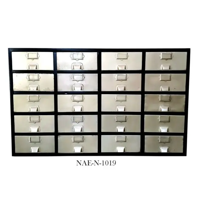 Антикварная винтажная железная и деревянная боковая доска с несколькими ящиками промышленная домашняя мебель для хранения в гостиной