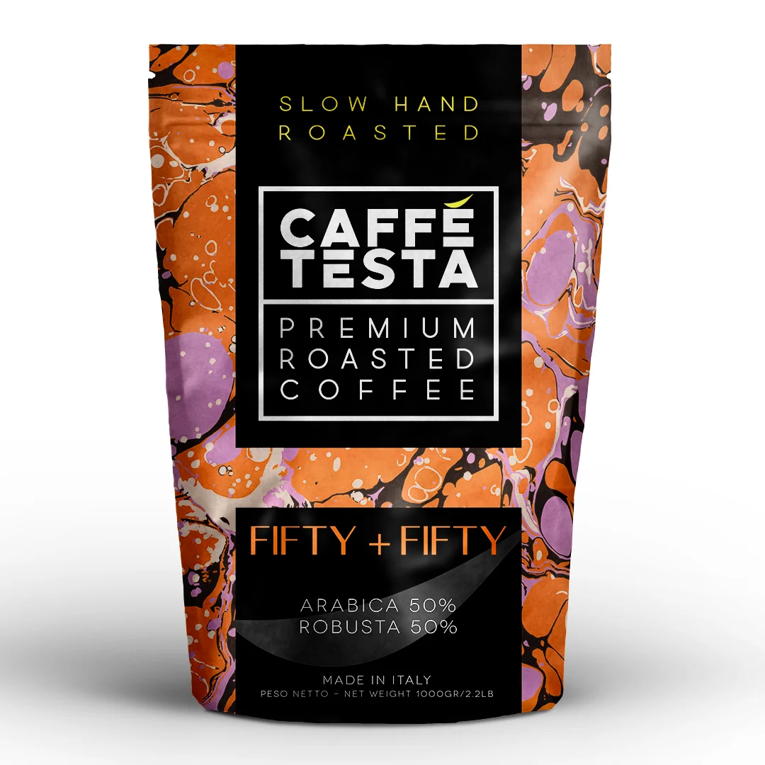 Finest Class OEM Italian Roasted Coffee Beans  Fifty+Fifty, 50% Arabica 50% Robusta, Espresso for trade