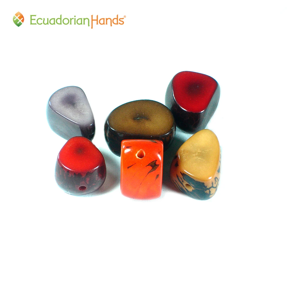 Dyed Tagua Nut Slices, Multi-Colored Resin Beads (Multi-colored