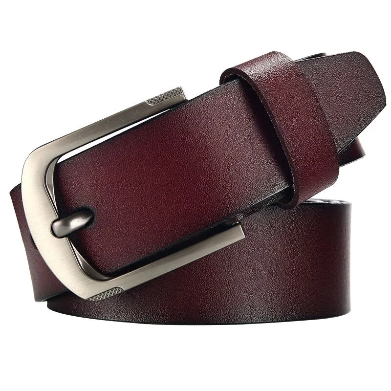 Vintage Cowhide Men's Belt Alloy Pin 