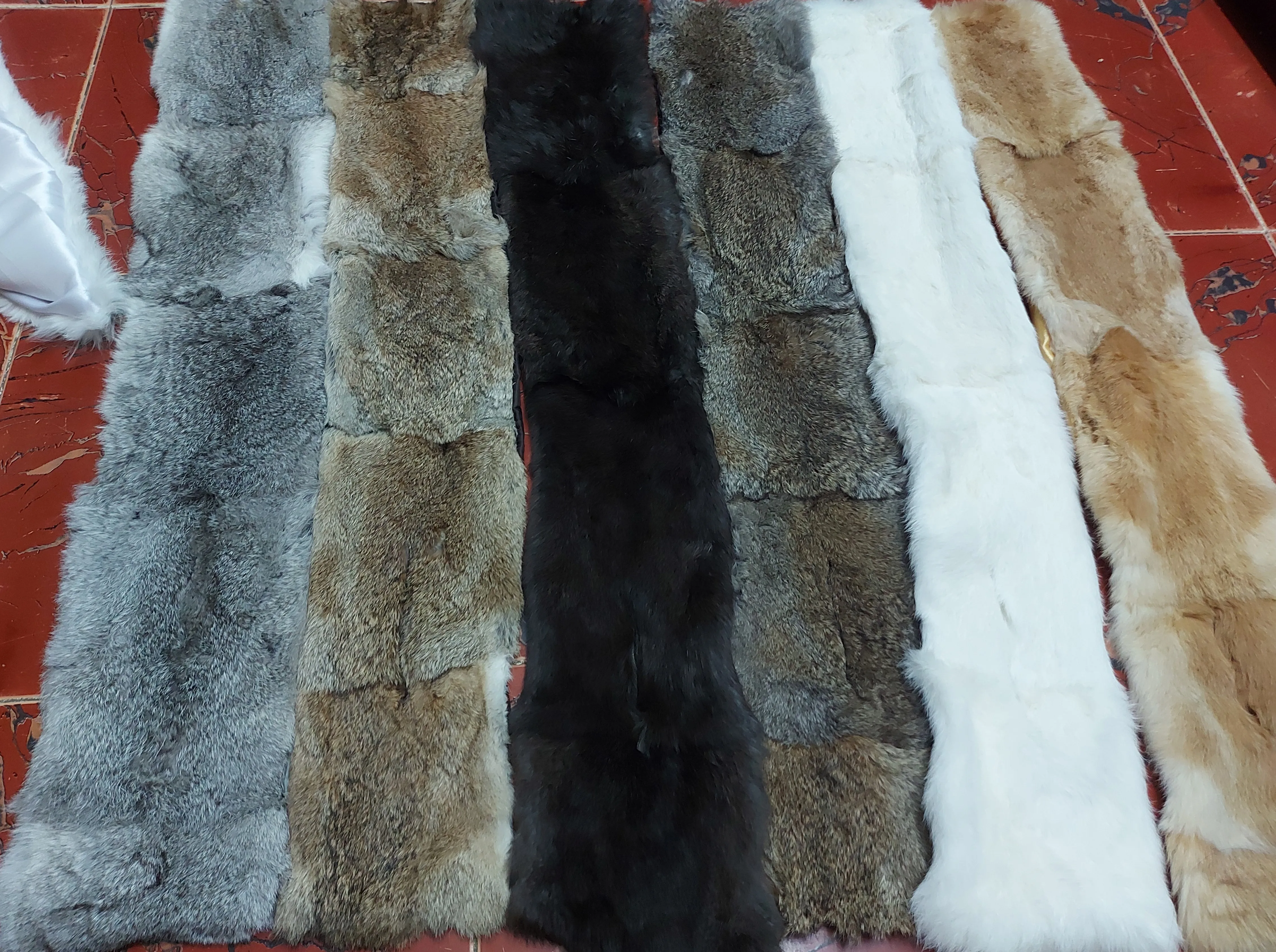 Stylish Winter Stylish Neck Wrap Real Rabbit Fur Plain Scarf Hat & Glove Sets