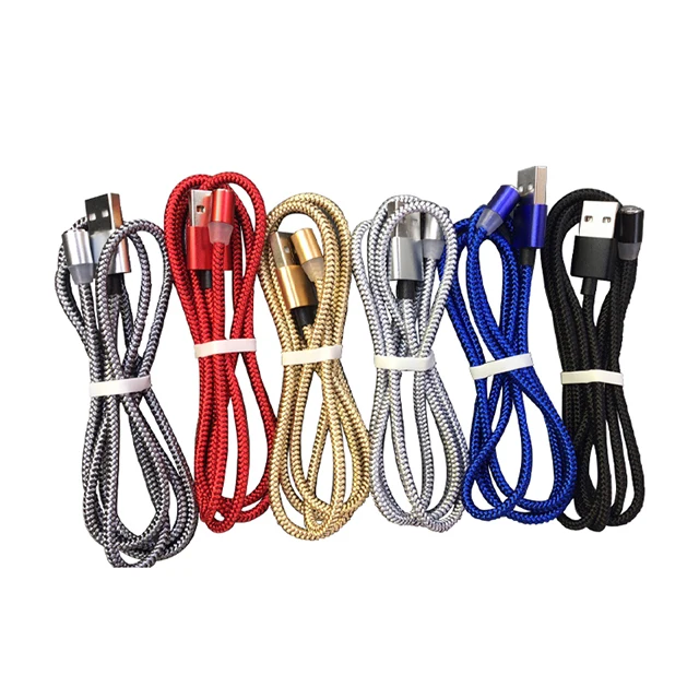 2m 6ft Magnetic Usb Cable with Micro USB/Type-c/8 Pin Connection & Blue LED Light for iPhone Android Phone Charging Cable