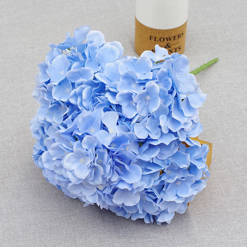 Jad Blue Flower New Design Bulk 5 Head Hydrangeas Flowers Silk