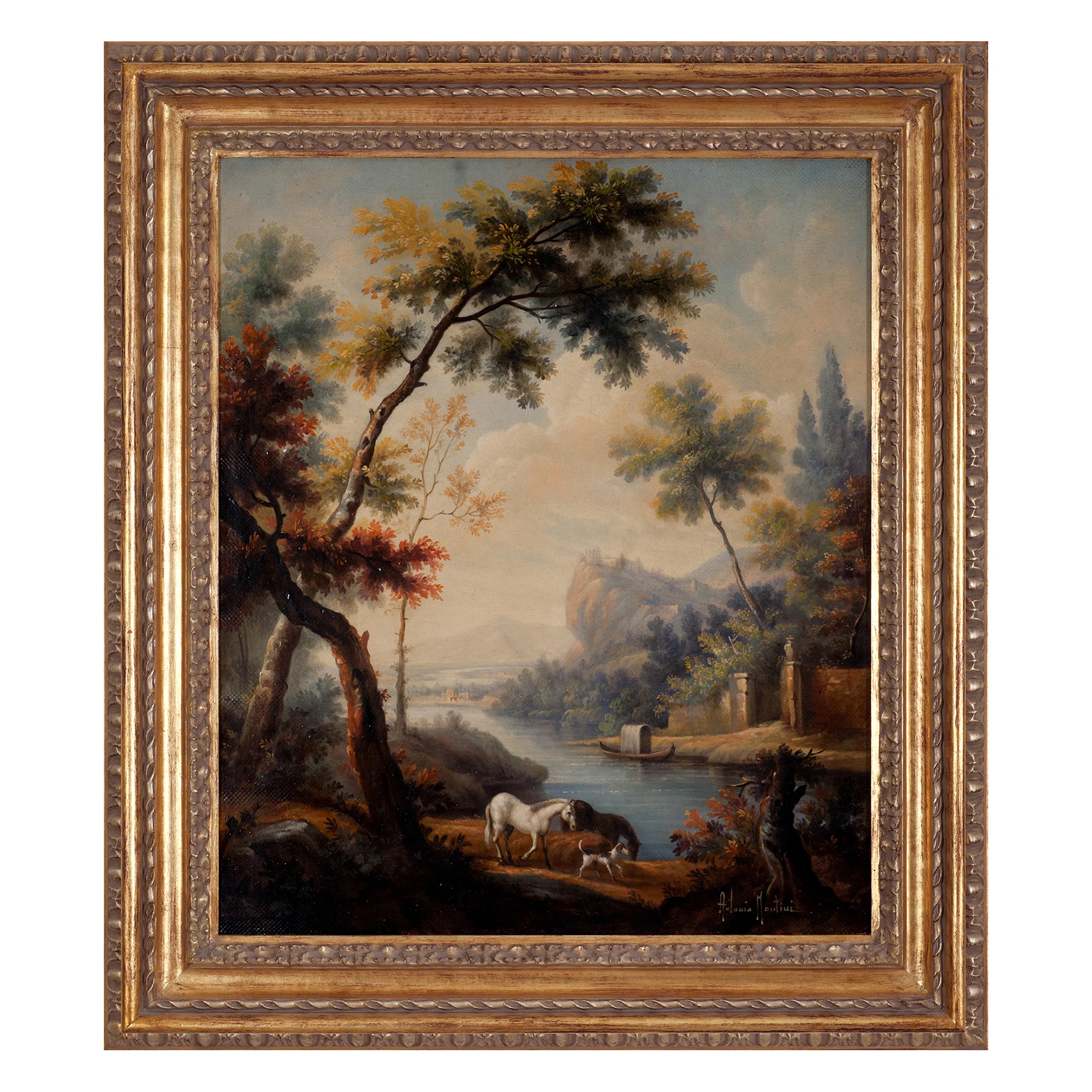 Handcraft Made In Italy Oil On Canvas Neoclassical Painting 'landscape ...