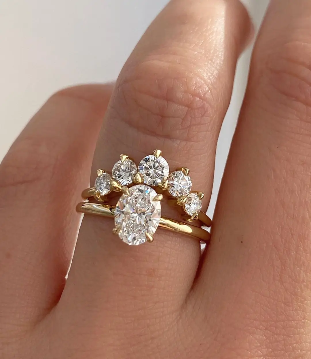 Cheap Simple G14k Yellow Gold AU585 Stackable Ring Sets Wedding 6x12MM 2CT Marquise Shape Moissanite Rings for Women
