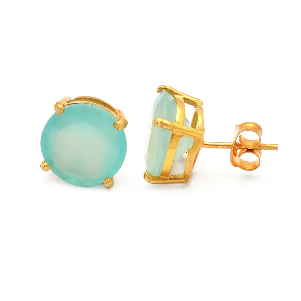925 Silver Plated AQUA CHALCEDONY & Other Color Stone Variety Square Earrings 925 Silver Plated AQUA CHALCEDONY & Other Color Stone Variety Square Earrings