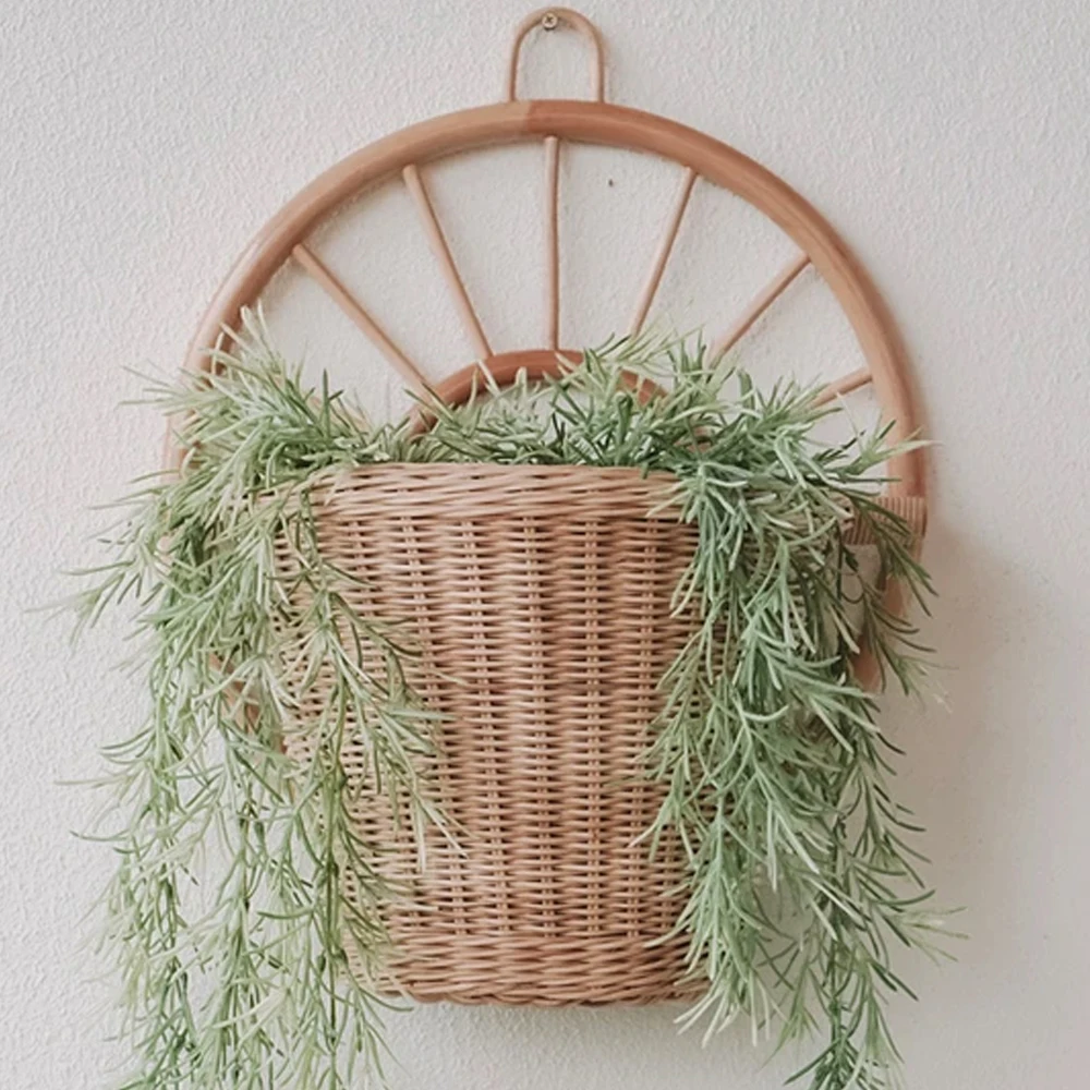 Decorative Rattan Wall Planter,Hanging Rattan Wall Planter Vintage