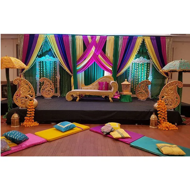 Punjabi Wedding Mayian & Mehndi Decoration Colorful Mehndi Sangeet Stage  Setup Beautiful Mehndi Stage Decor With Paisleys - Buy Mehndi Stages,Punjabi  Mayian & Mehndi Sangeet Stages,Pakistani Wedding Stages Product on  