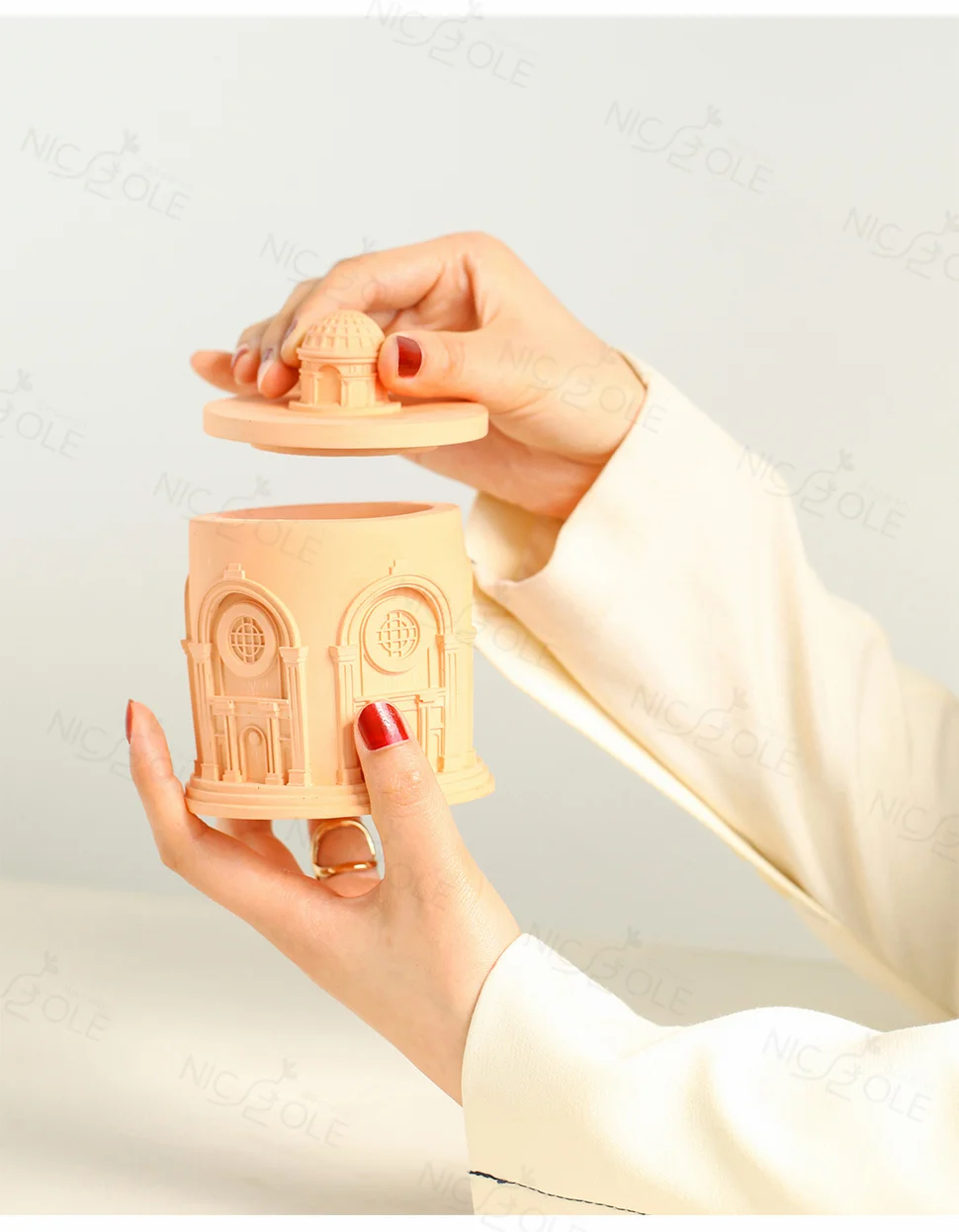 Nicole Architectural Style Concrete Cement Candle Jar Resin Moulds