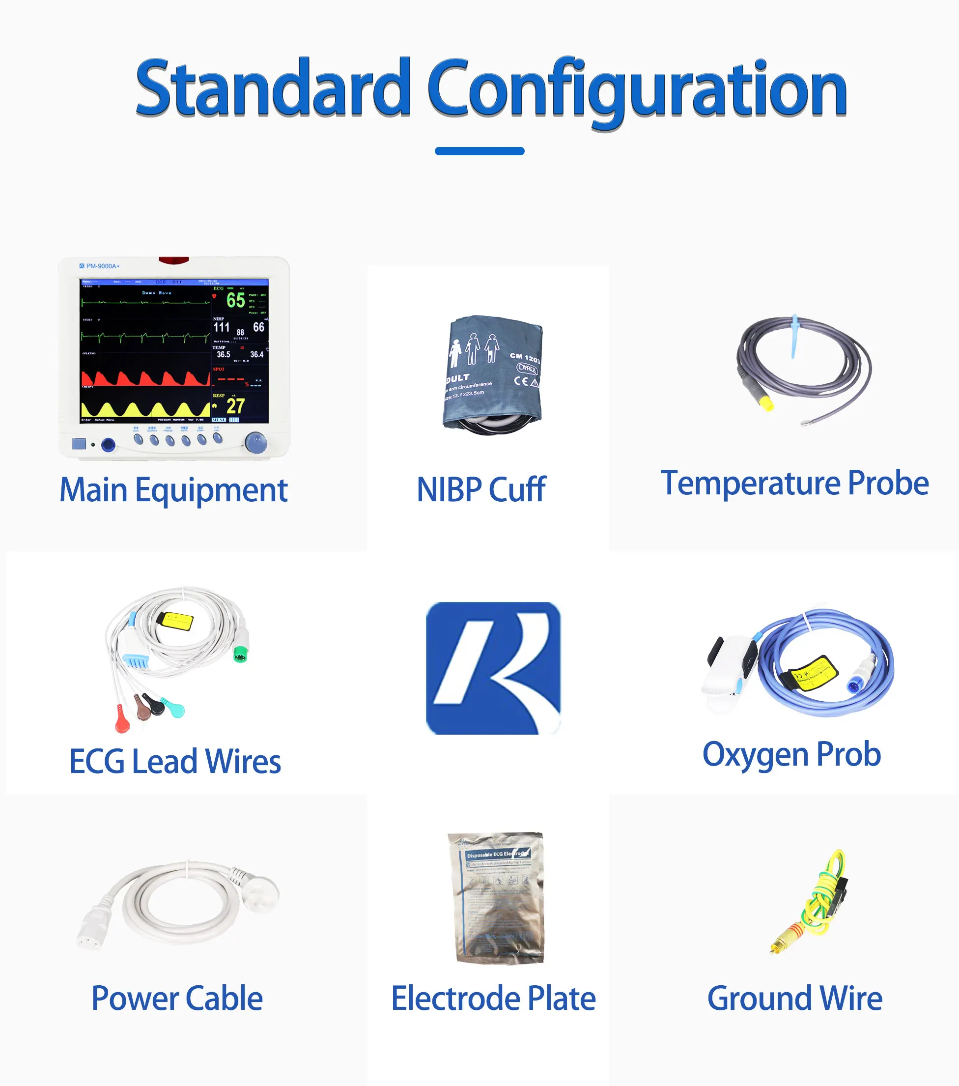 Patient Monitor with 1-7 Level Audio/Visual Alarming Arrhythmia Analysis and Anti-ESU Multi Parameter Bedside Monitor