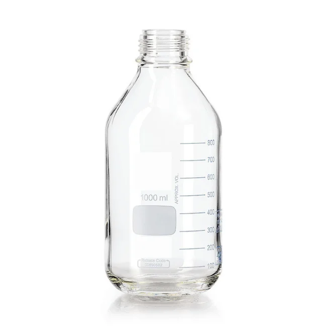 Лидер продаж, стеклянная посуда, реагент, бутылка, градуированная с винтовой крышкой и литым кольцом, емкость 10 мл до 20000 мл, доступен бренд AARK