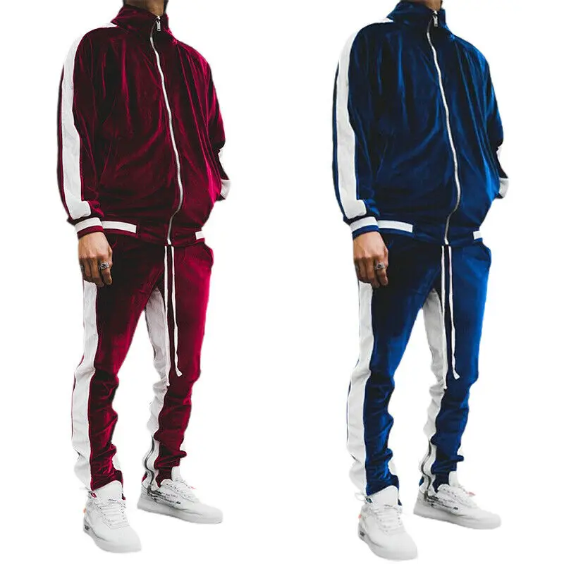 Plus Velvet Tracksuit Men's Set Sport Suit Autumn Hoodies Pants Warm Sportswear Cheap Price High Quality