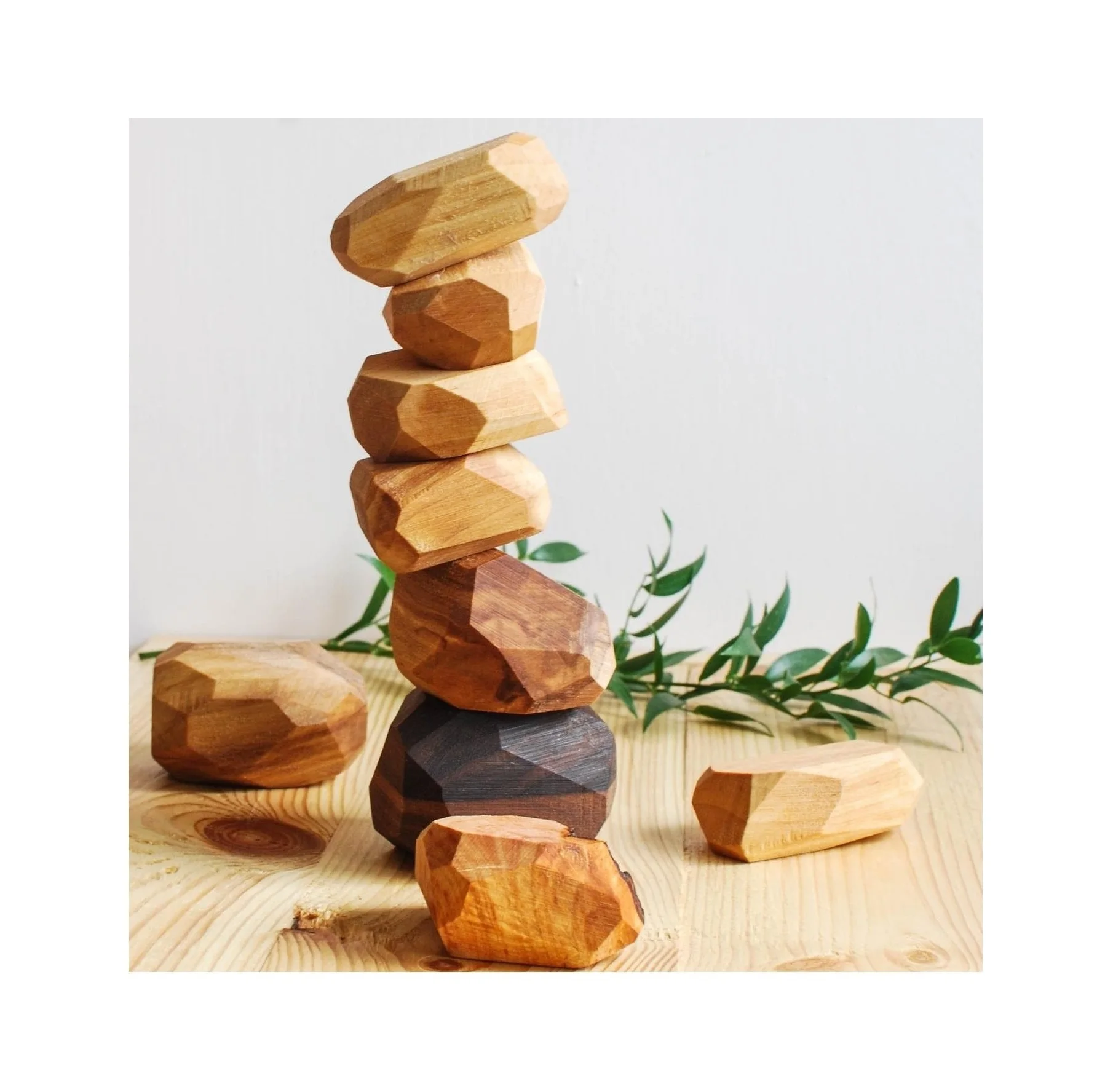 TUMI ISHI WOODEN BALANCING STACKED STONES EDUCATIONAL TOYS/ WOODEN ...