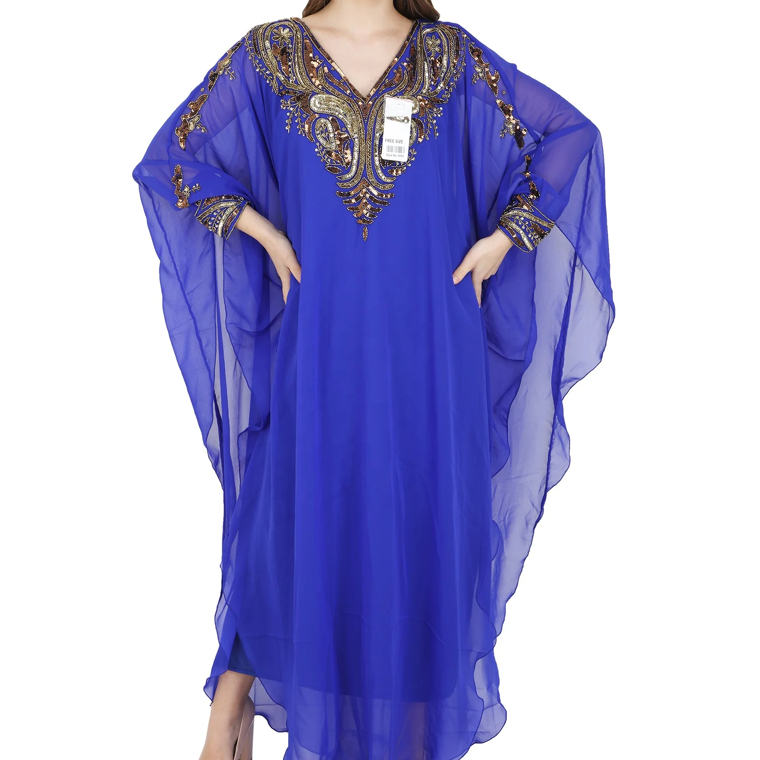 Elegant Casual Cocktail Party Wear One-piece Long Kaftans Abaya Full Length  With Full Sleeves Dresses for Lady Women's Clothing
