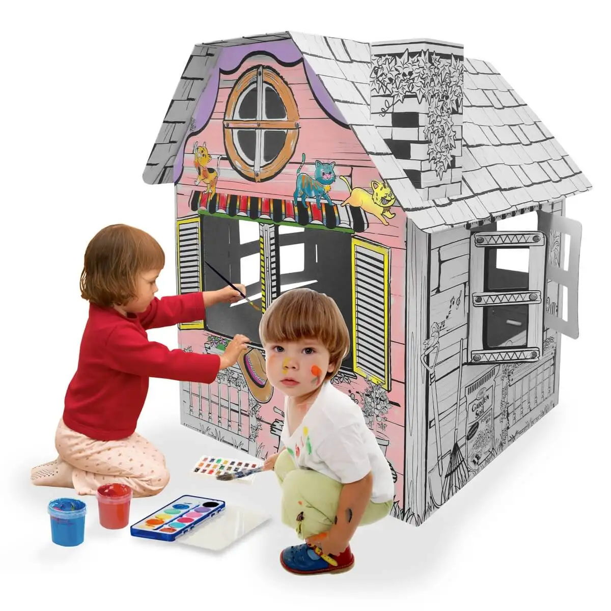 Casa De Jardín De Cartón De Fácil Montaje,Juguete Para Niños - Buy  Enterable Cartón Juego Casa,Niños Diy Color-en Casa De Cartón,Los Niños 3d  De Papel Para Colorear Juegos Product on 