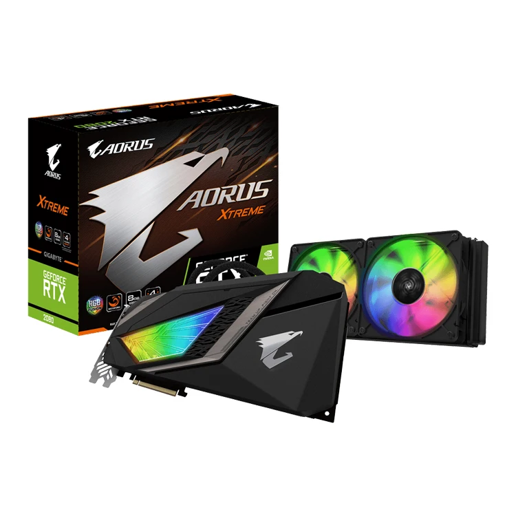 Used GIGABYTE AORUS GeForce RTX 2080 XTREME WATERFORCE 8G with 240mm AIO RGB Fans Graphi