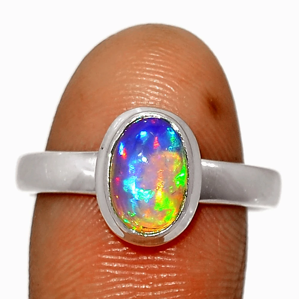 Wholesale 19PC 925 Solid Sterling Silver Black ethiopian opal ring Lot n020