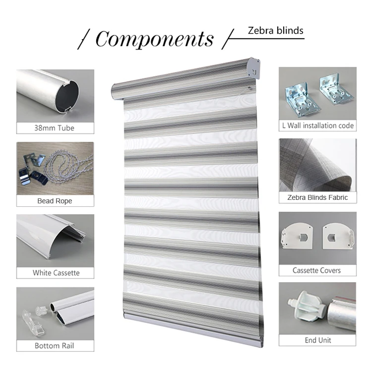 Indoor Windows Sheer zebra blind polyester fabric shades For Hotel