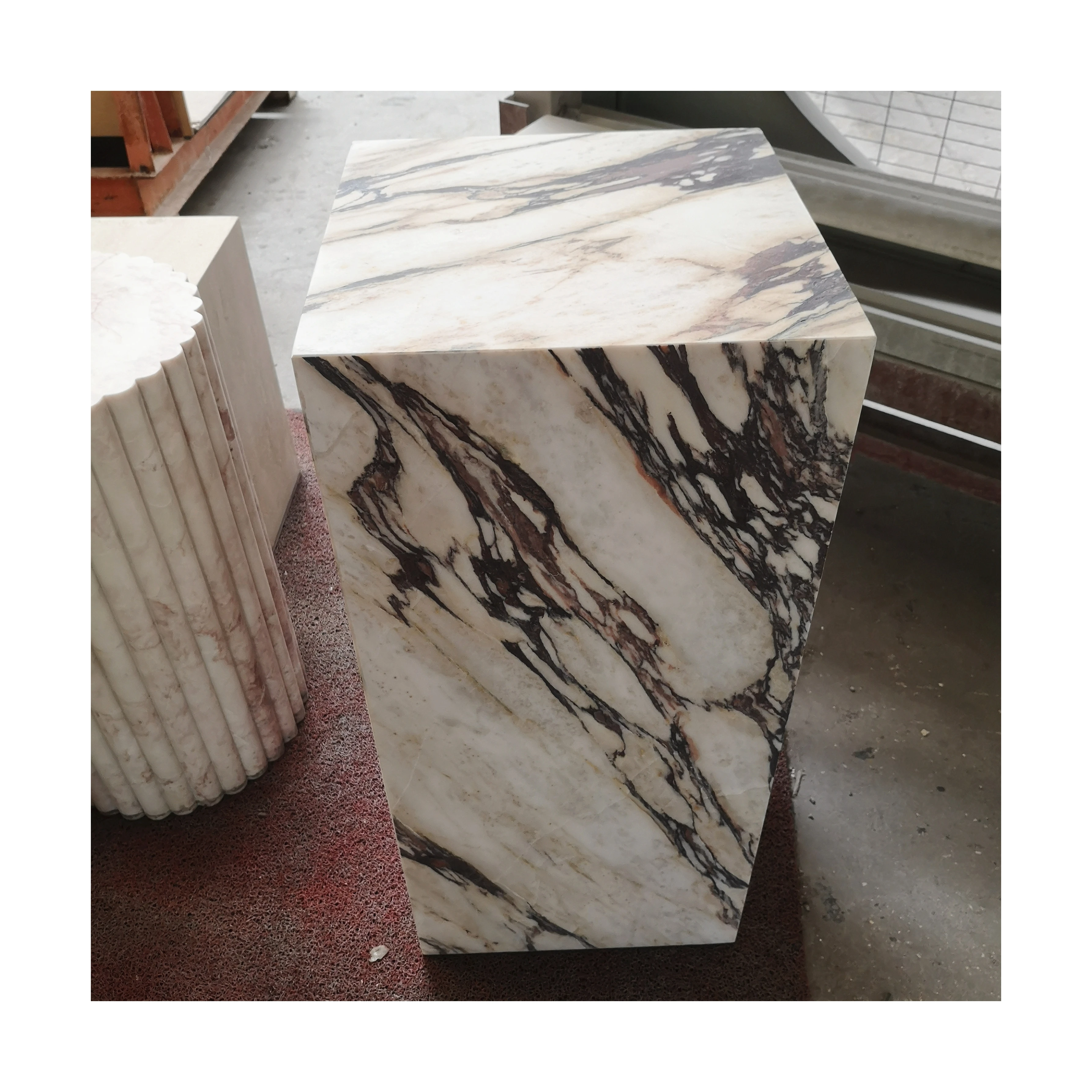SH STONE Natural Stone Design Calacatta Violet Hotel Coffee Table With Purple Veins Side Table Luxury Viola Marble Plinth