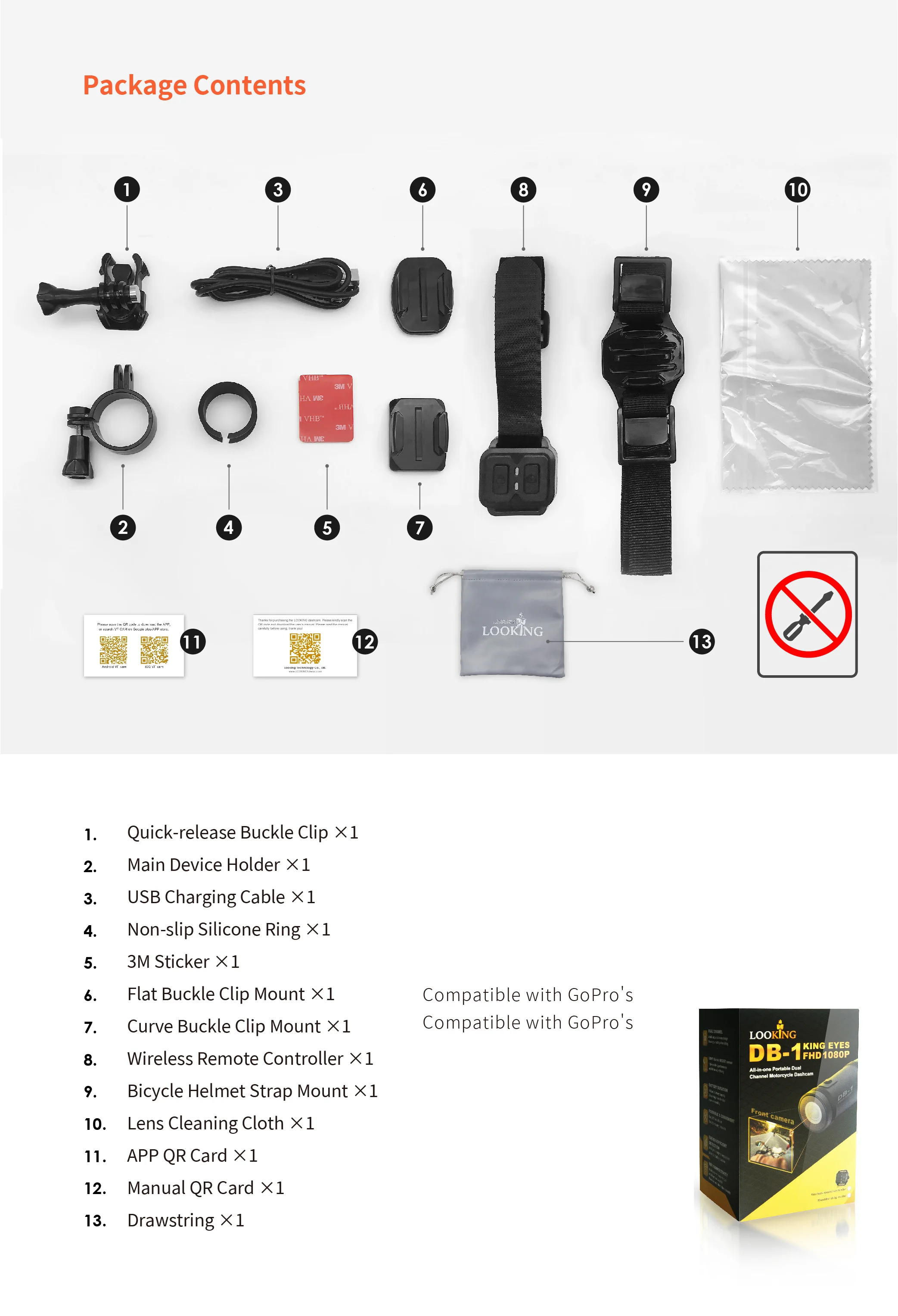 
 Спортивная Экшн-камера для шлема Передняя и задняя 2CH FHD 1080P WIFI-камера для мотоциклетного шлема  