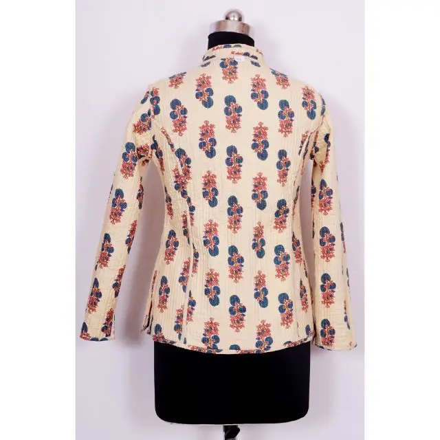 Reversible Floral Kantha Quilted Jacket by Daughter Impex