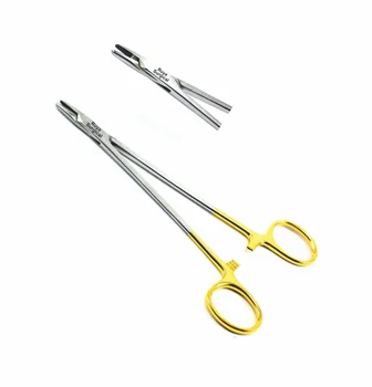 Stainless Steel Dental Surgical Tungsten Carbide TC Debakey Needle Holder Straight Curved 18 CM With Gold Color CE Approved