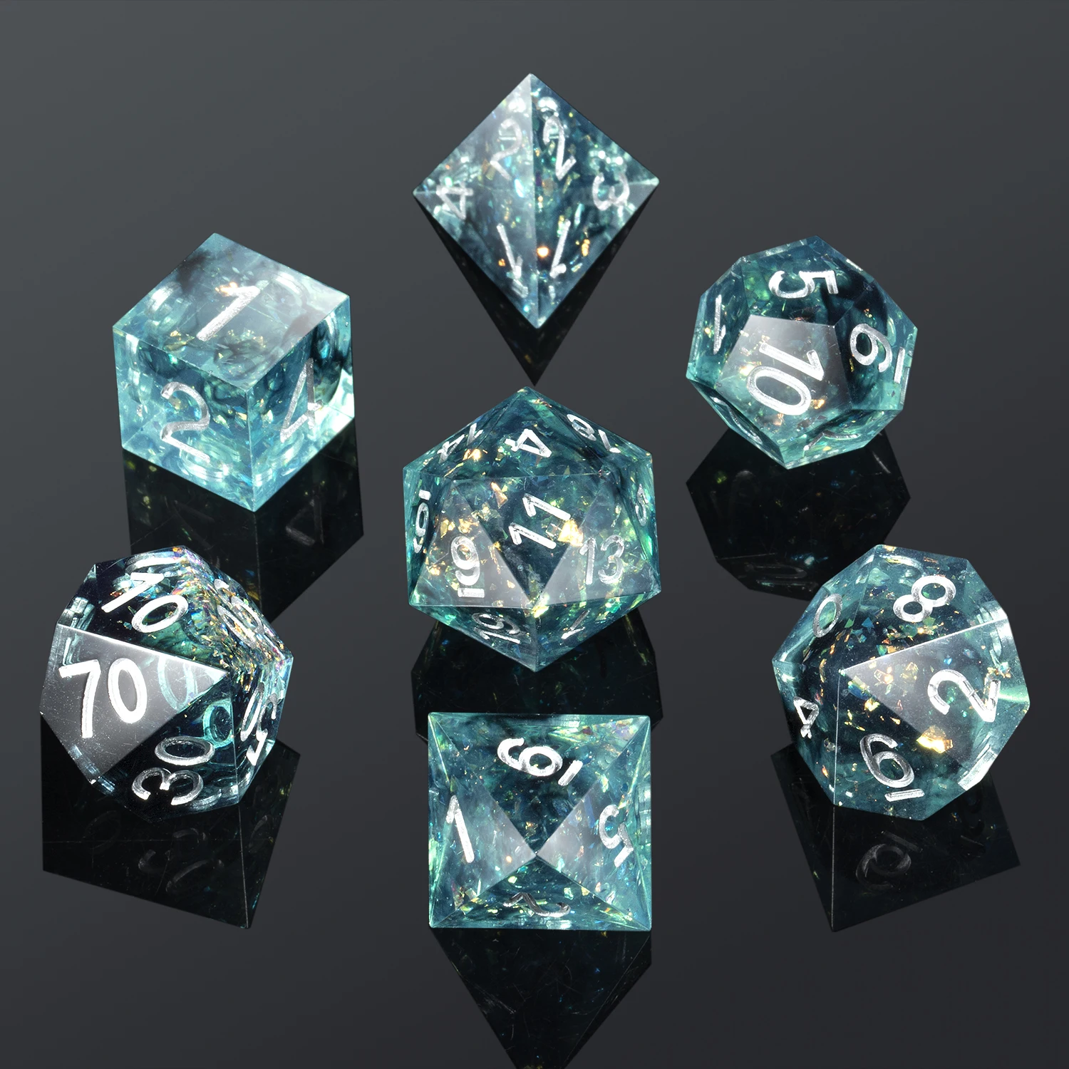 Wholesale Sharp Edge Dnd Resin Dice Polyhedral Dnd Dice Set Sharp Edge Resin Dice Set Custom For 