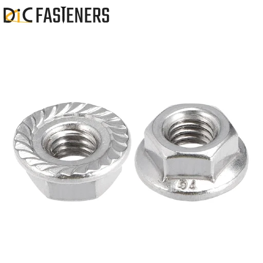 Din 6923 Zinc Plated Hexagonal Serrated Flange Nuts M3 M4 M5 M6 M10 M20