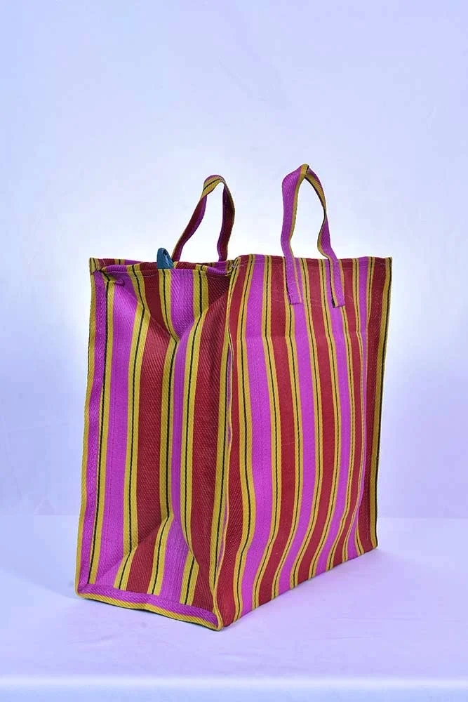Recycled Nylon Striped Indian Market Shopping Bag Buy Hopping Bag