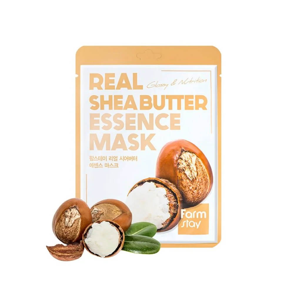 FARMSTAY REAL SHEA BUTTER ESSENCE MASK - Made in Korea Cosmetic - Anti-aging Anti-wrinkle Whitening Face Lift Moisturizer Vita