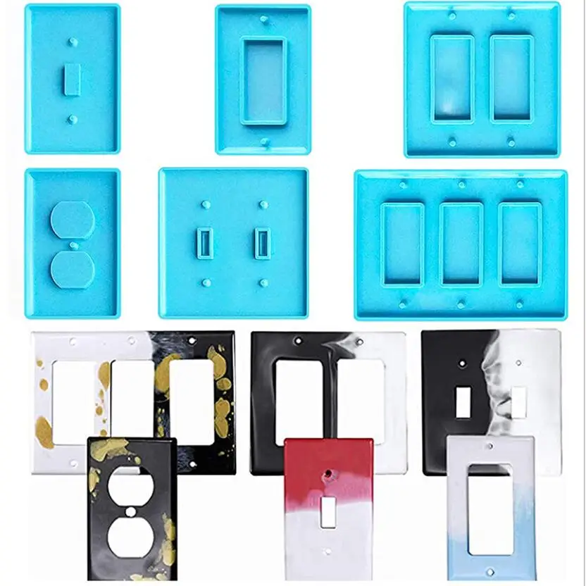 3x Silicone Mould Epoxy Resin Mold Kit Socket Panel Light Switch Cover DIY Craft