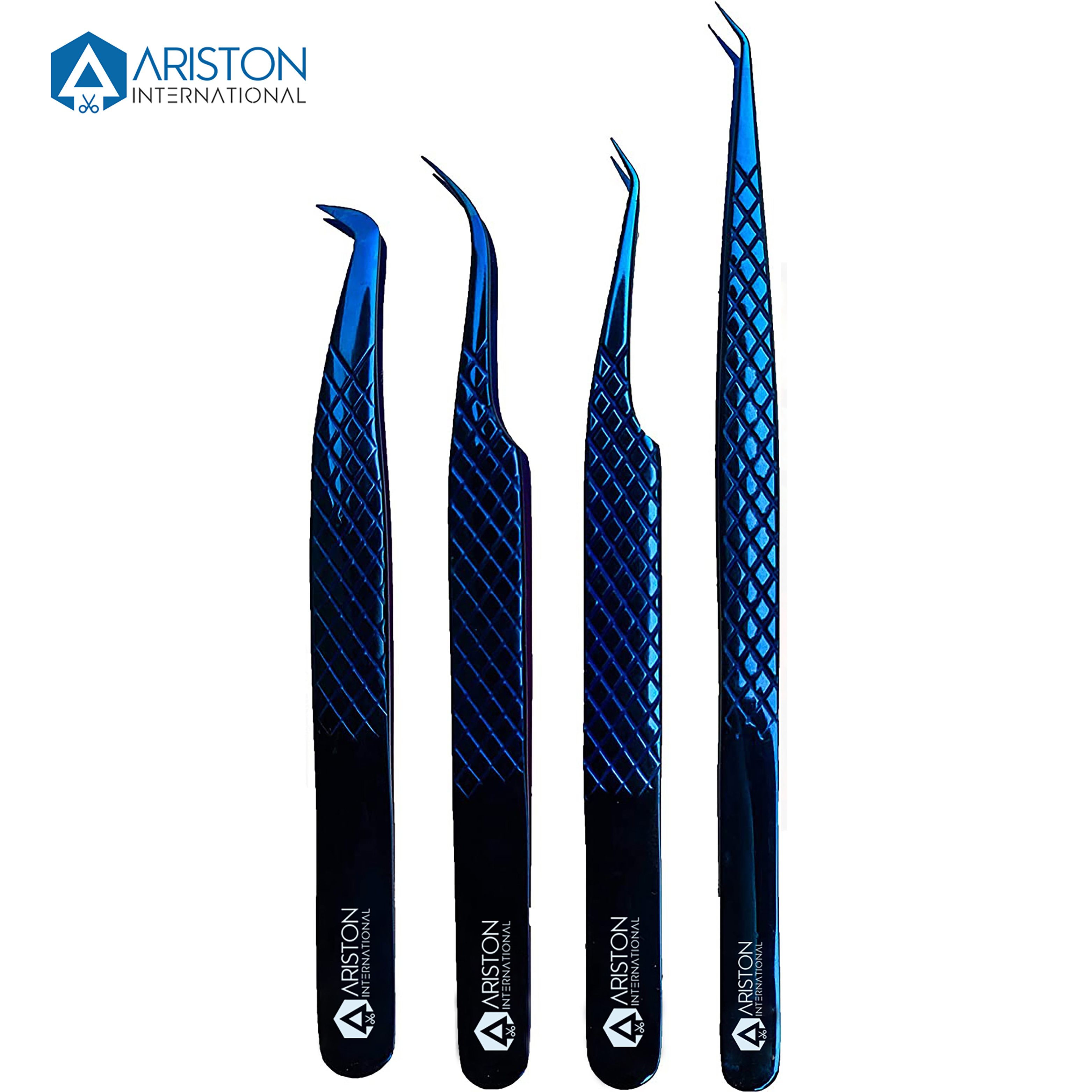 OEM дизайн набор из 4 пинцетов для наращивания ресниц с алмазным захватом-японские стальные инструменты для наращивания ресниц