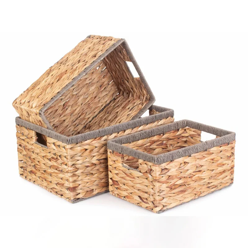 Unique Rectangle Natural Tray Woven Water Hyacinth With Handle,Tray For ...